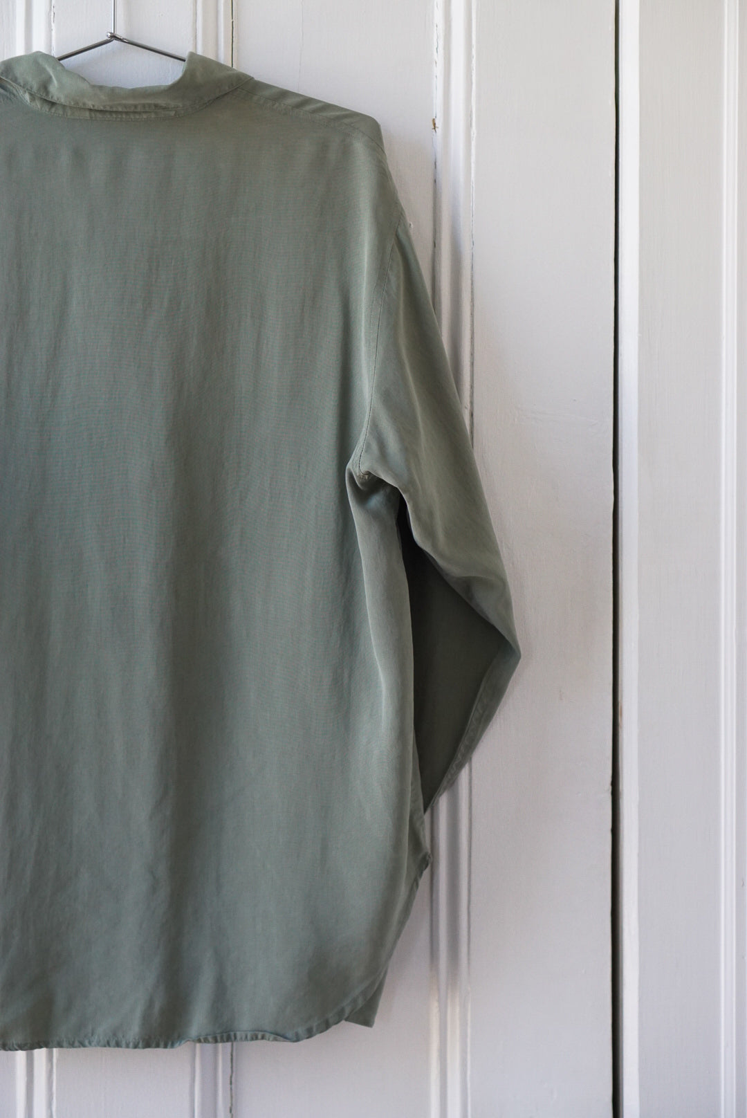 Sage Green Silk Blouse | Size M