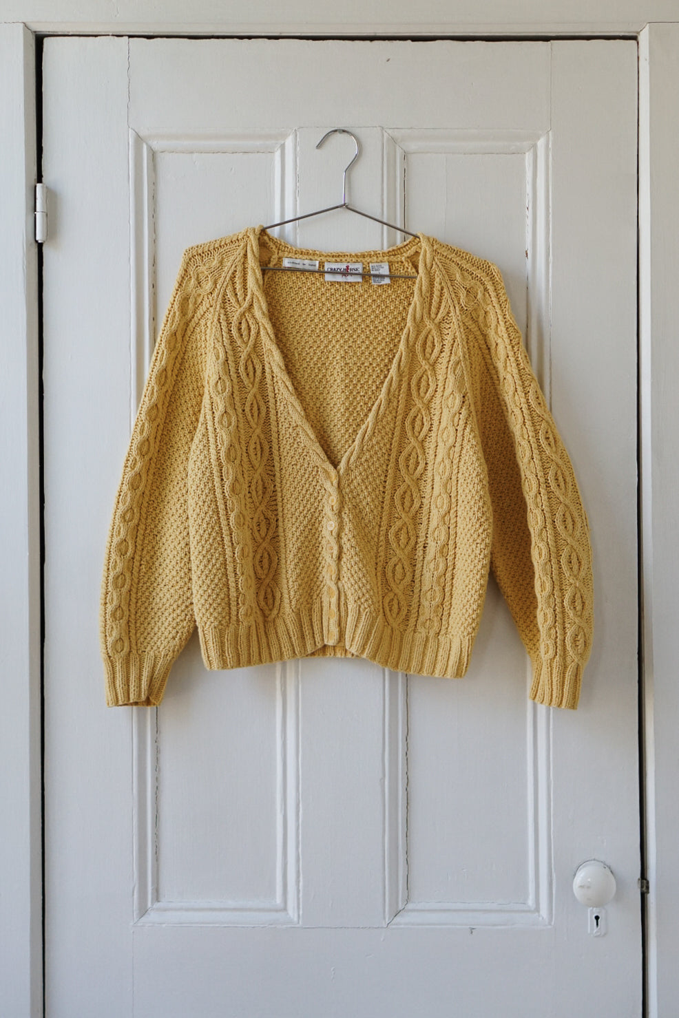Dandelion Yellow Hand Knit Cable Cardigan | Size M/L