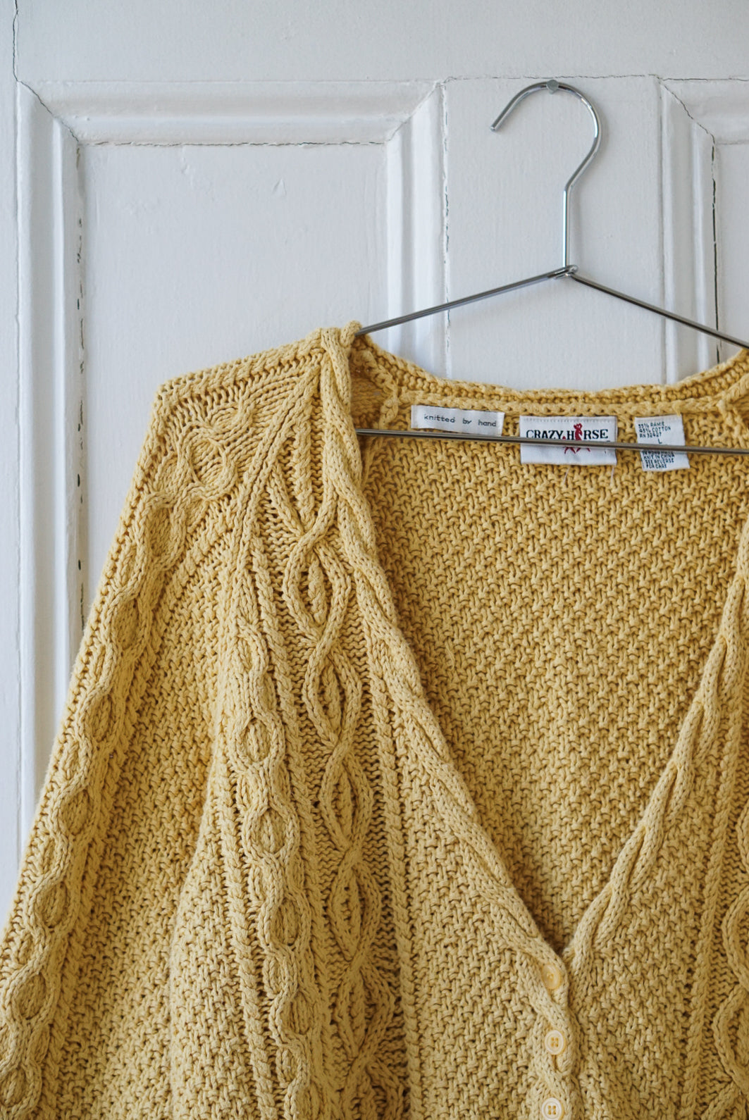 Dandelion Yellow Hand Knit Cable Cardigan | Size M/L