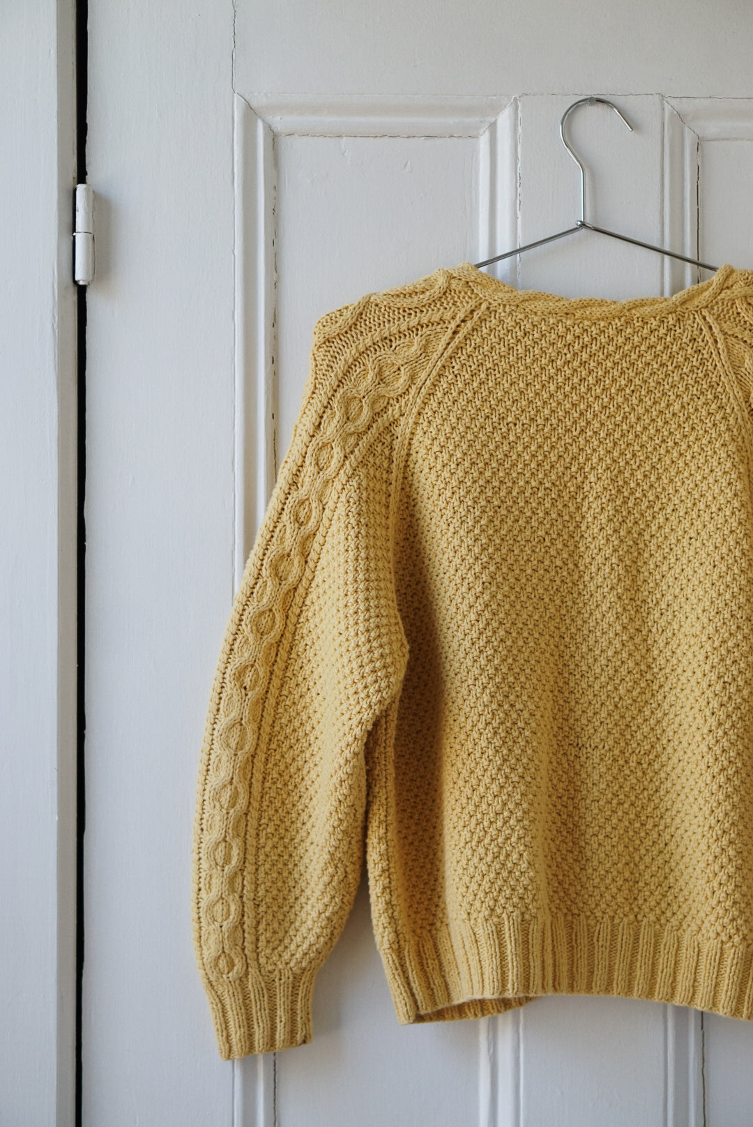 Dandelion Yellow Hand Knit Cable Cardigan | Size M/L