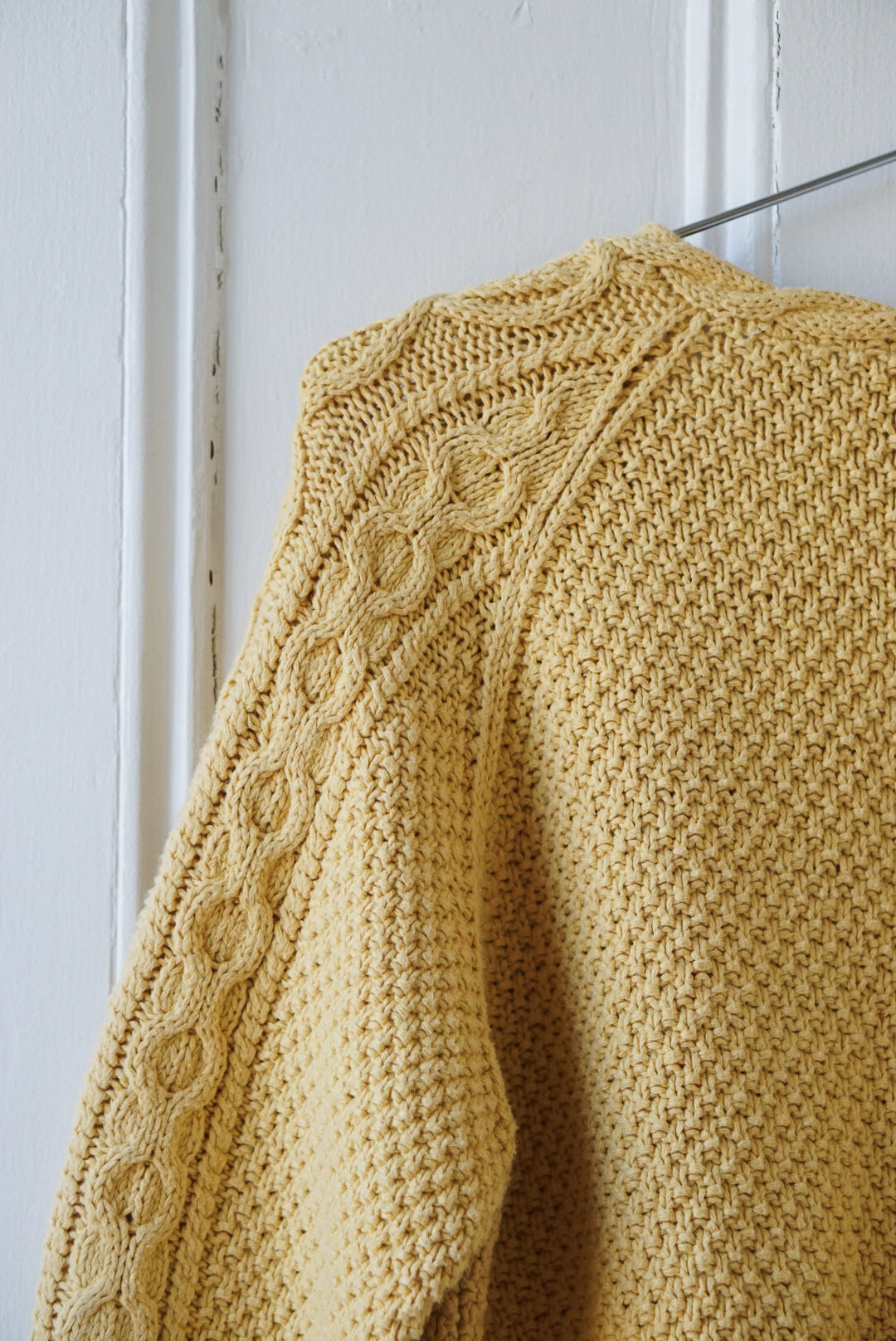 Dandelion Yellow Hand Knit Cable Cardigan | Size M/L