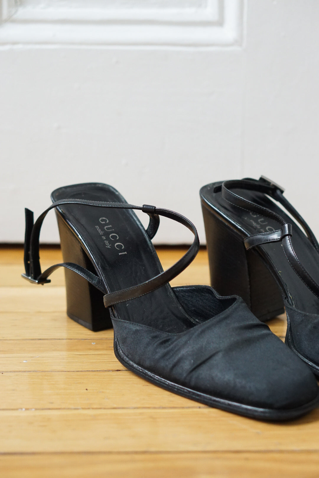 Gucci Black Strappy Slingback Heels | Size 9.5