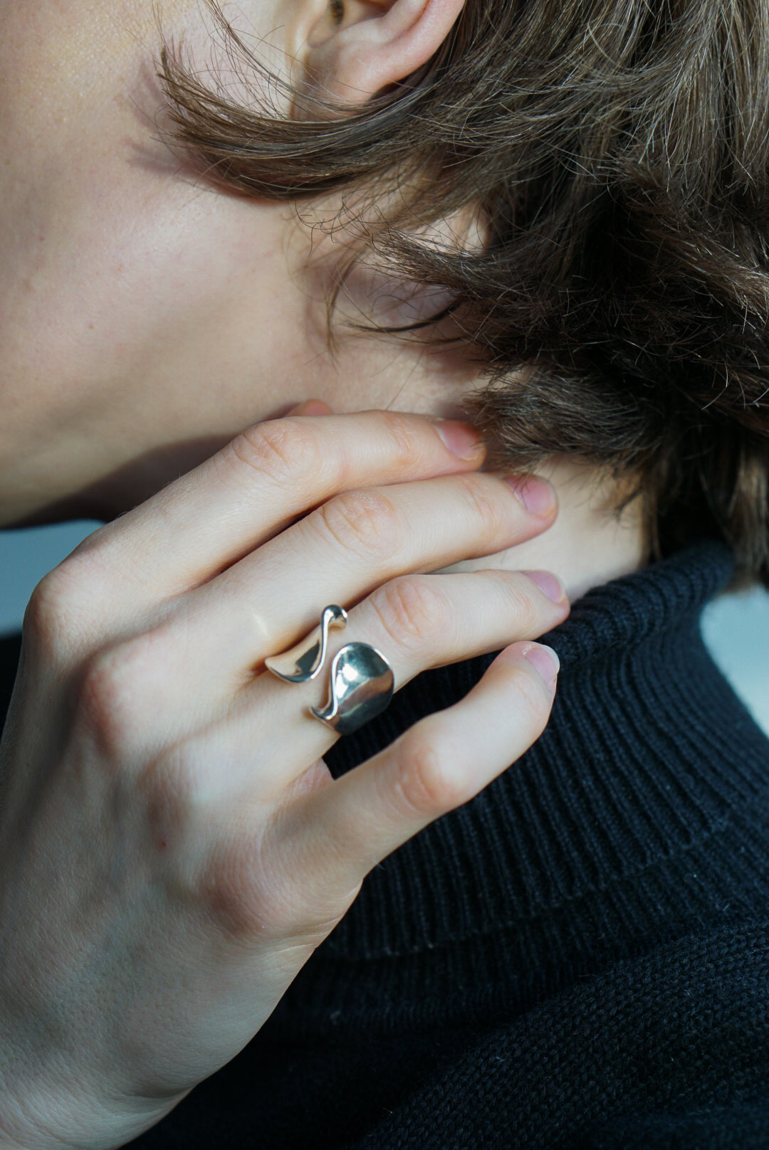 Modernist Sterling Silver Wave Ring