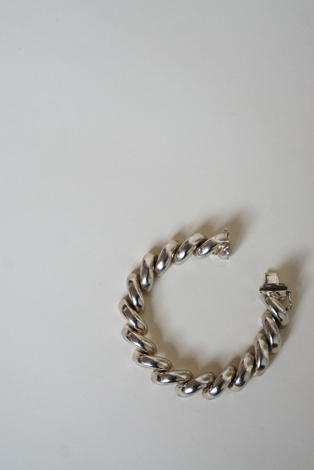 Italian Sterling Silver Sculptural Twist Bracelet