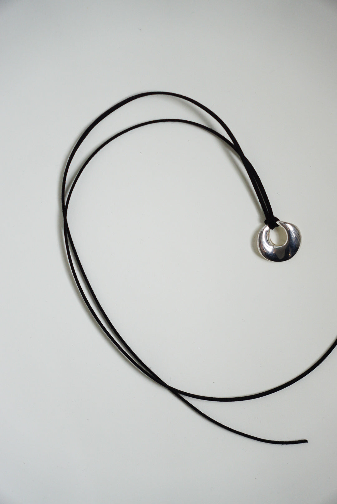 Sculptural Sterling Pendant on Black Suede Cord