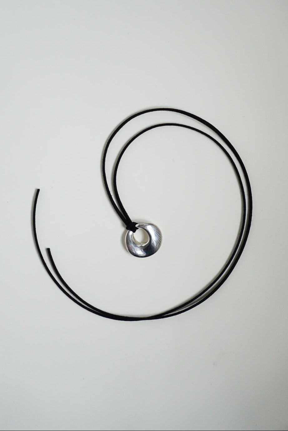 Sculptural Sterling Pendant on Black Suede Cord