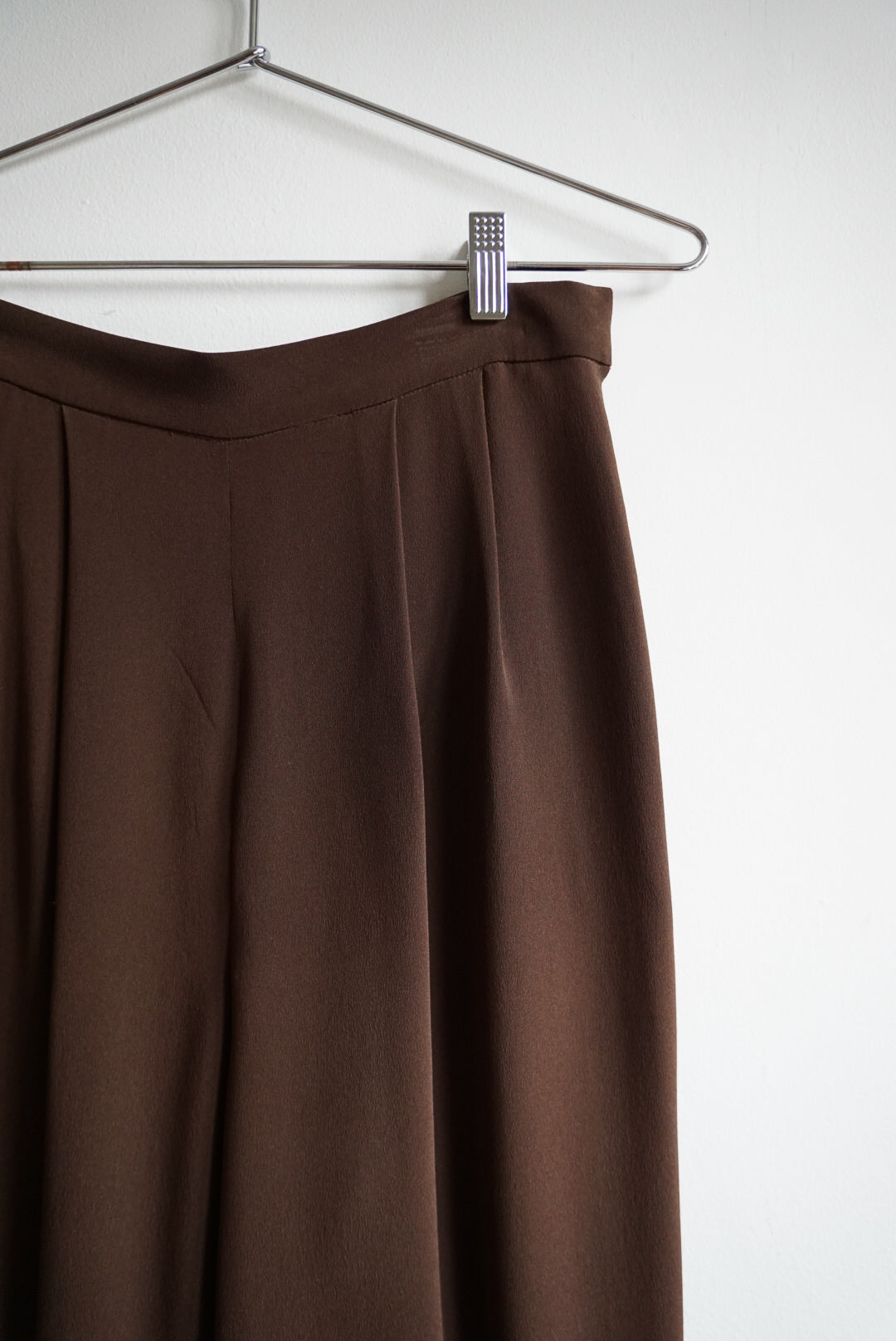 90s Espresso Silk Wide Leg Trousers | 29/30