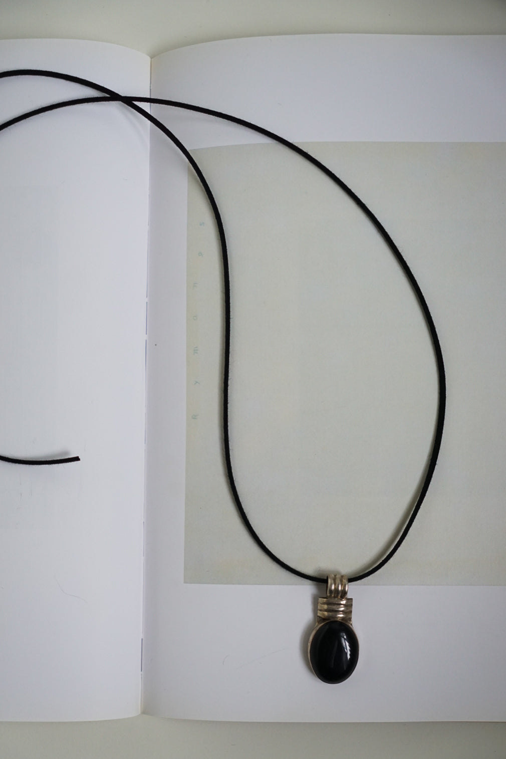 Sterling Oval Onyx Pendant on Black Suede Cord