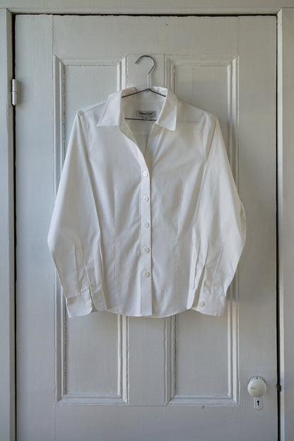 Pure White Classic Cotton Blouse | Size M