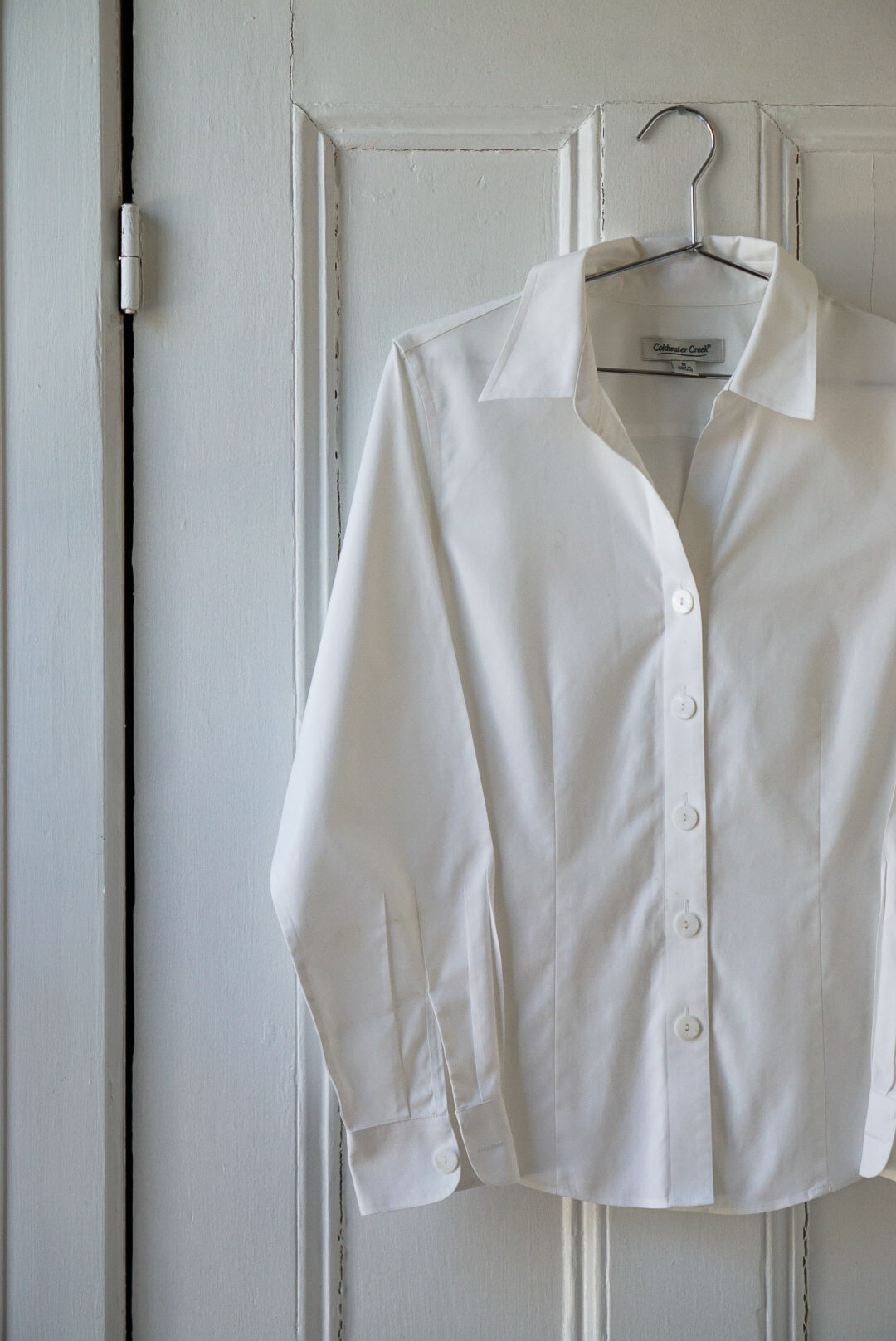 Pure White Classic Cotton Blouse | Size M