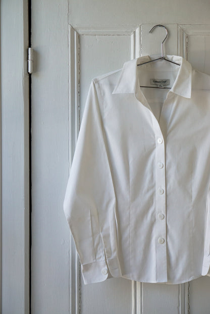 Pure White Classic Cotton Blouse | Size M