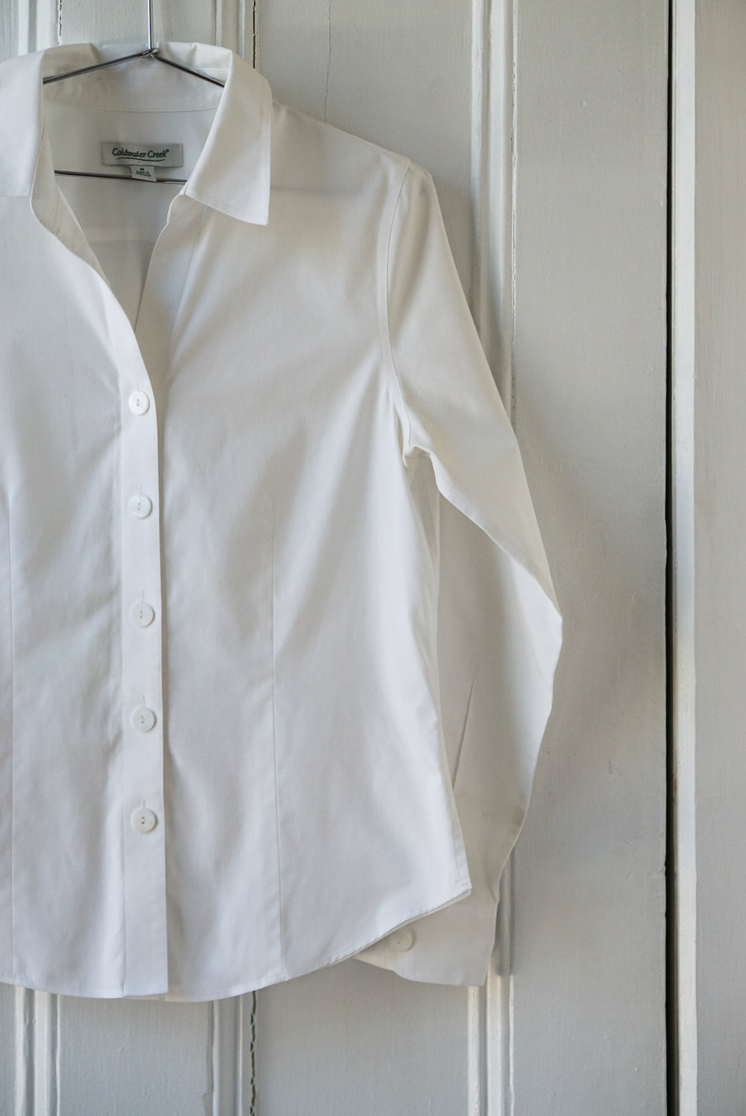 Pure White Classic Cotton Blouse | Size M