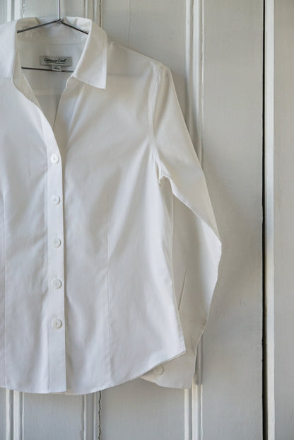 Pure White Classic Cotton Blouse | Size M