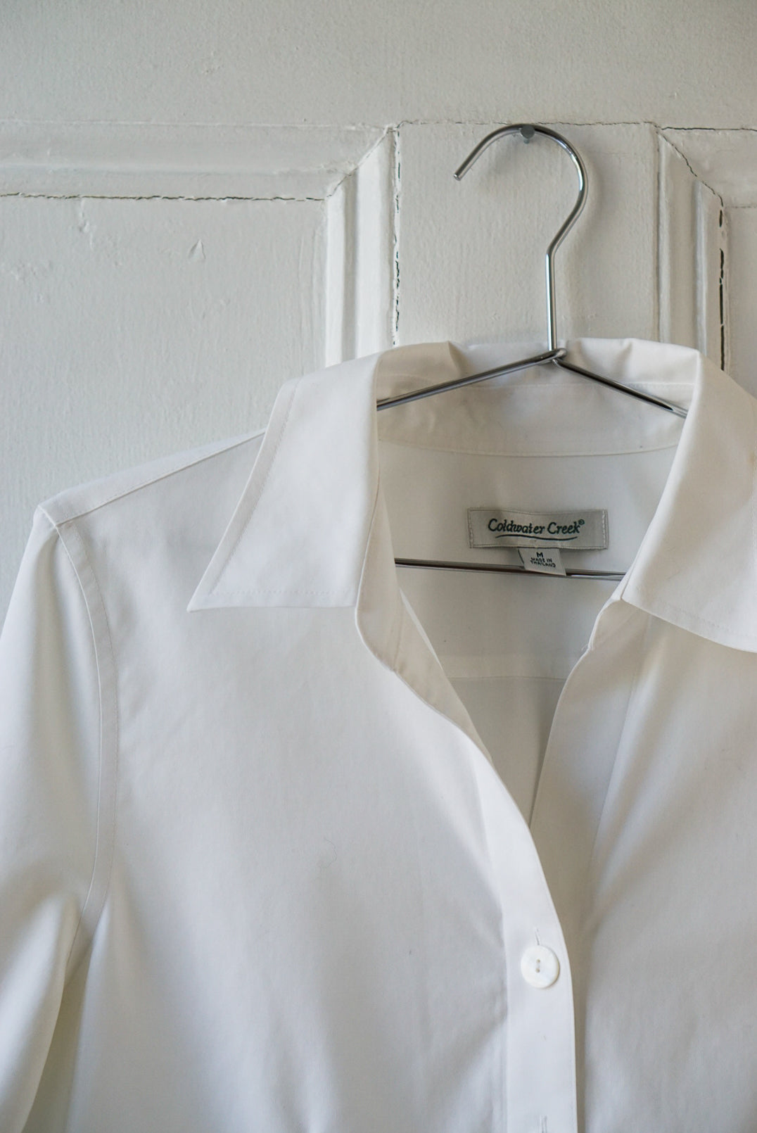 Pure White Classic Cotton Blouse | Size M