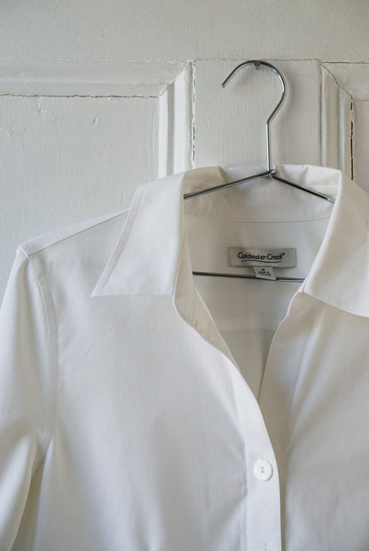 Pure White Classic Cotton Blouse | Size M