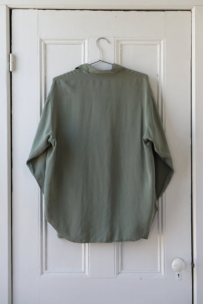 Sage Green Silk Blouse | Size M