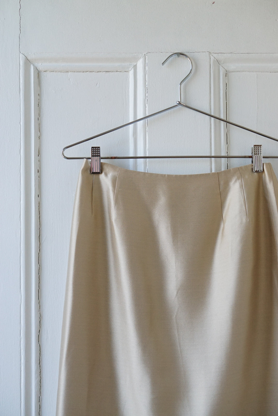 Champagne Pure Silk Midi Skirt | Size 27/28