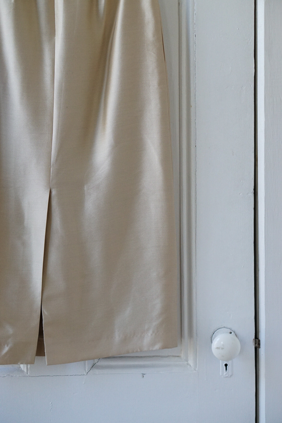 Champagne Pure Silk Midi Skirt | Size 27/28