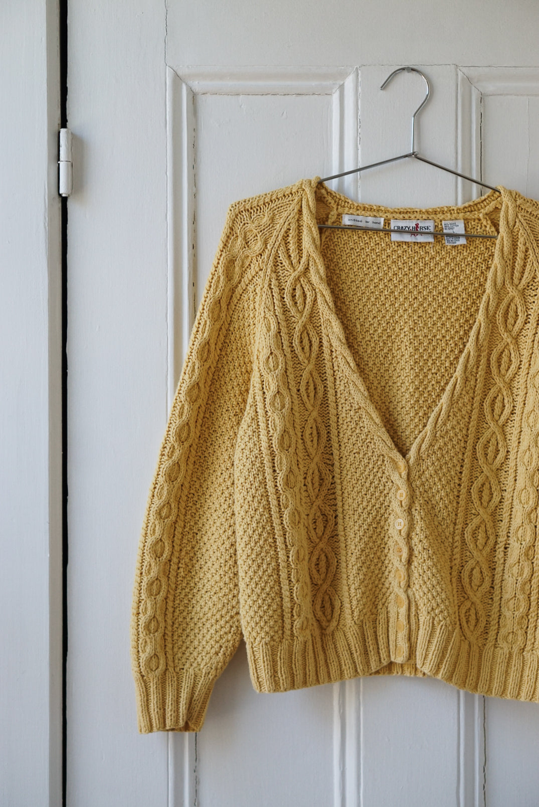 Dandelion Yellow Hand Knit Cable Cardigan | Size M/L