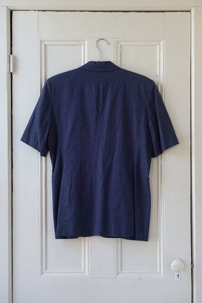 Navy Floral Embroidered Short Sleeve Blazer | Size L