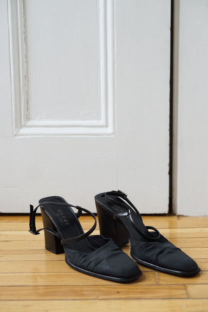 Gucci Black Strappy Slingback Heels | Size 9.5