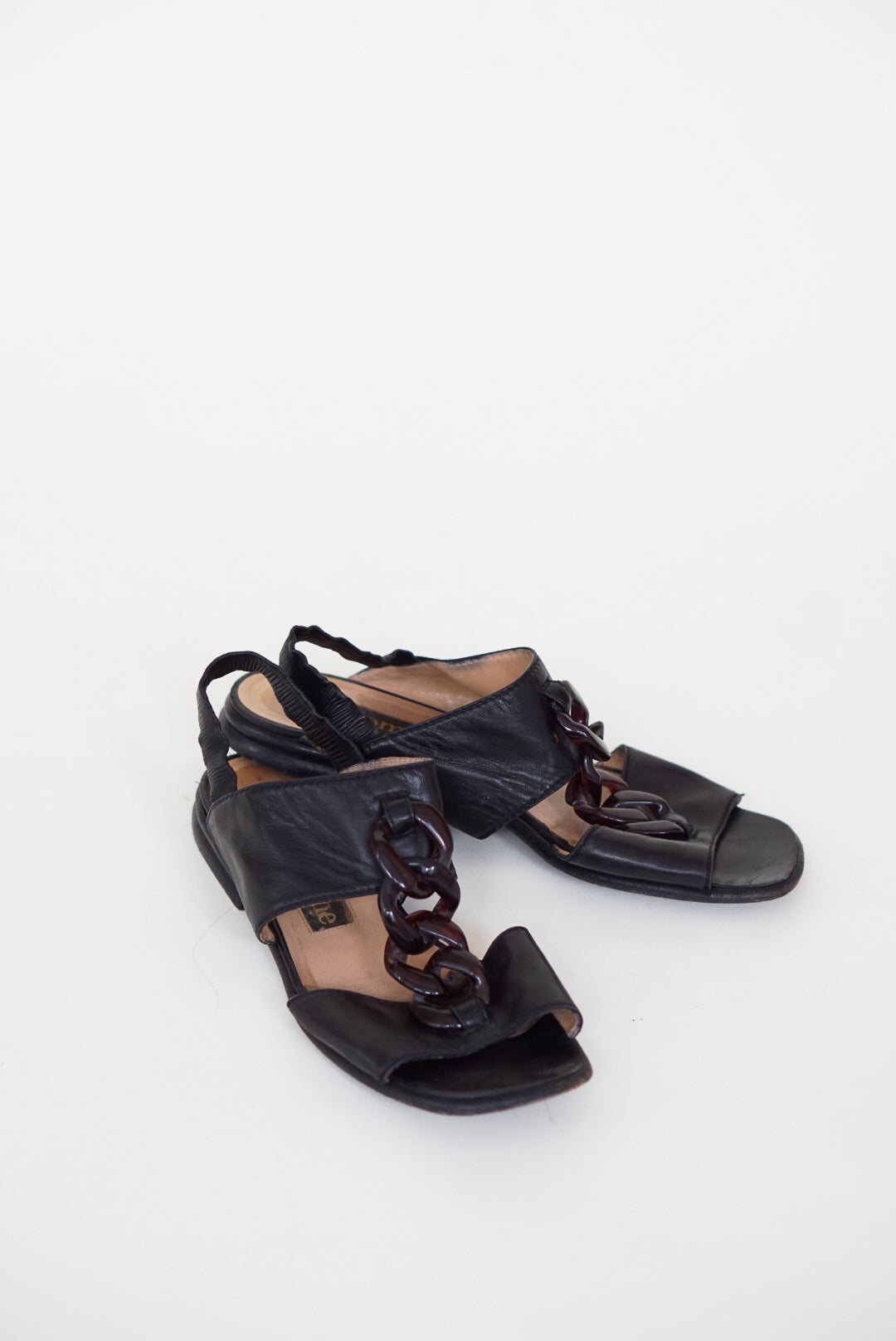 Ombeline Paris Chain Link Leather Sandals | Size 38.5