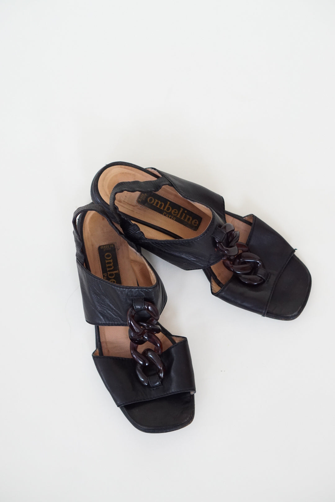 Ombeline Paris Chain Link Leather Sandals | Size 38.5