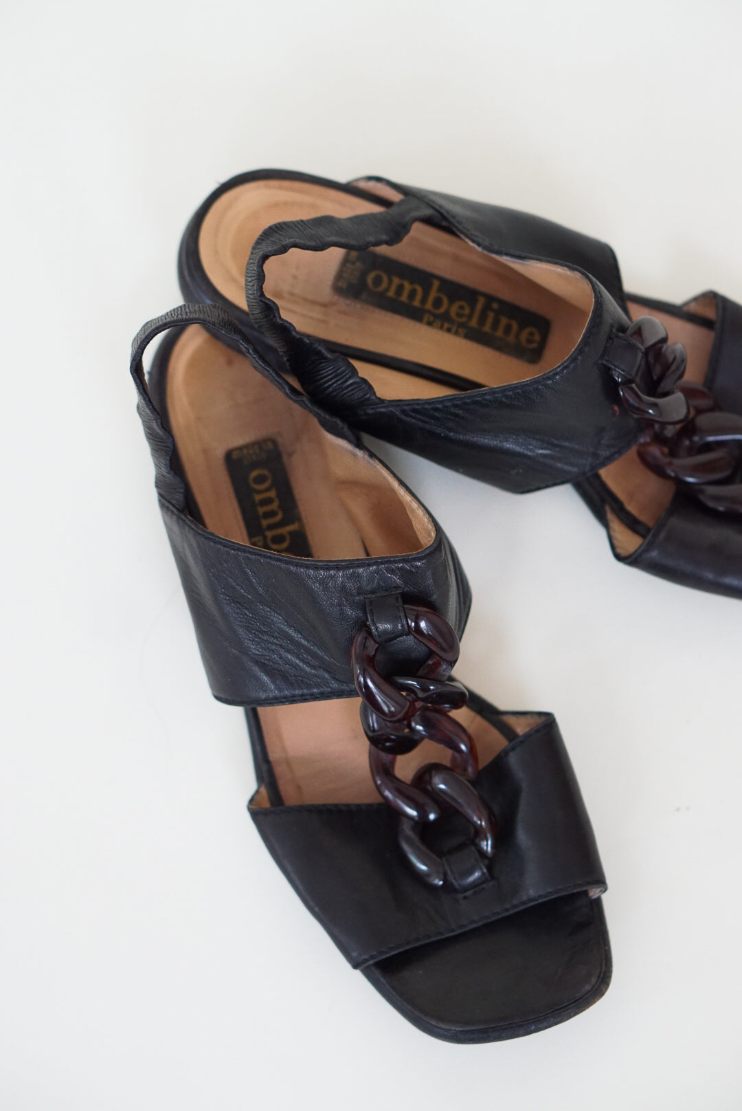 Ombeline Paris Chain Link Leather Sandals | Size 38.5