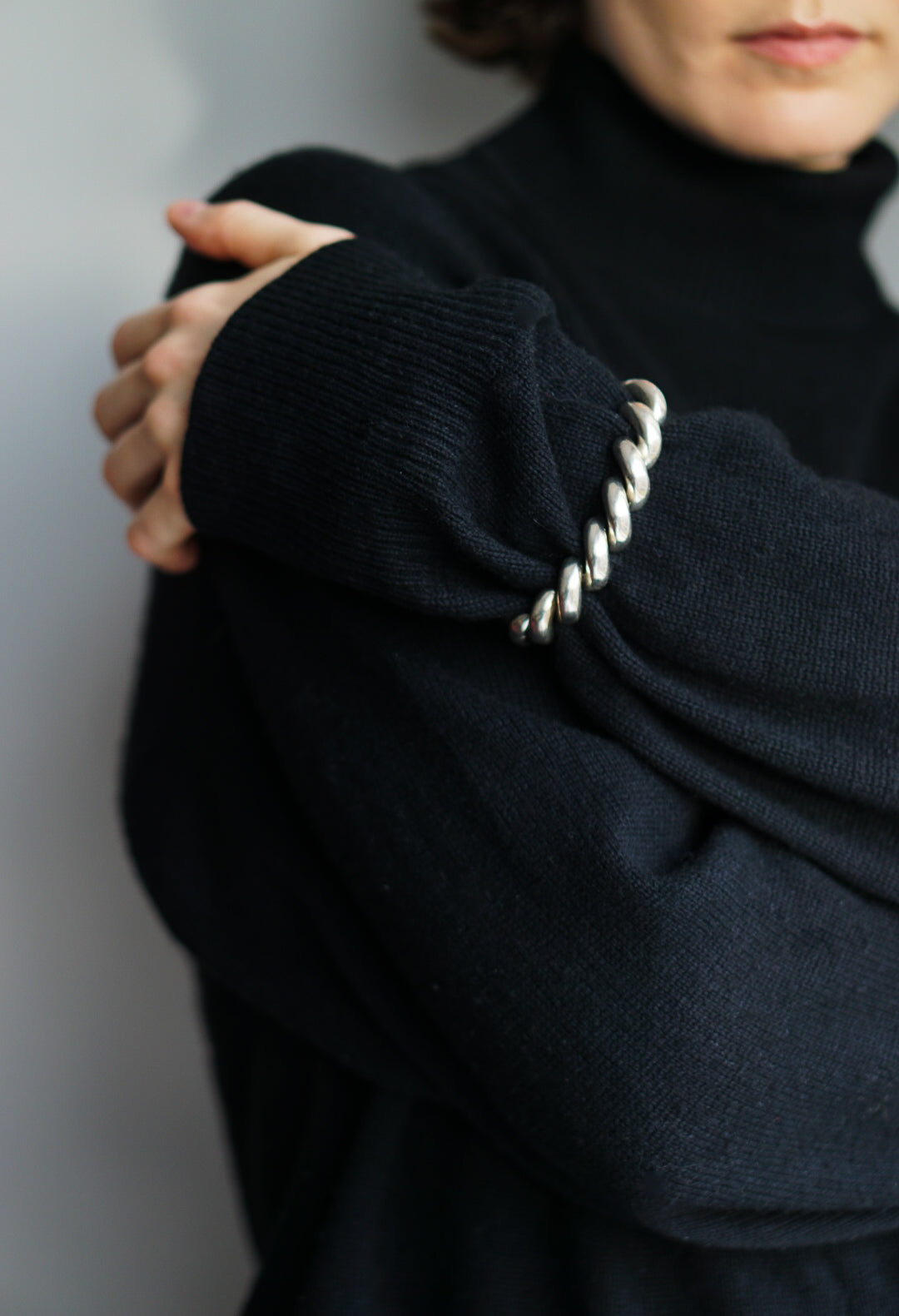 Italian Sterling Silver Sculptural Twist Bracelet