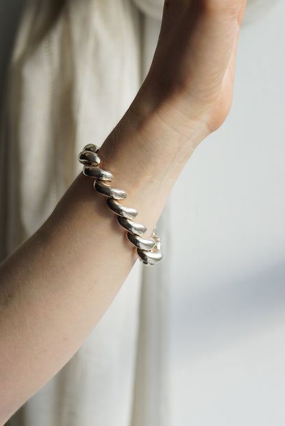 Italian Sterling Silver Sculptural Twist Bracelet