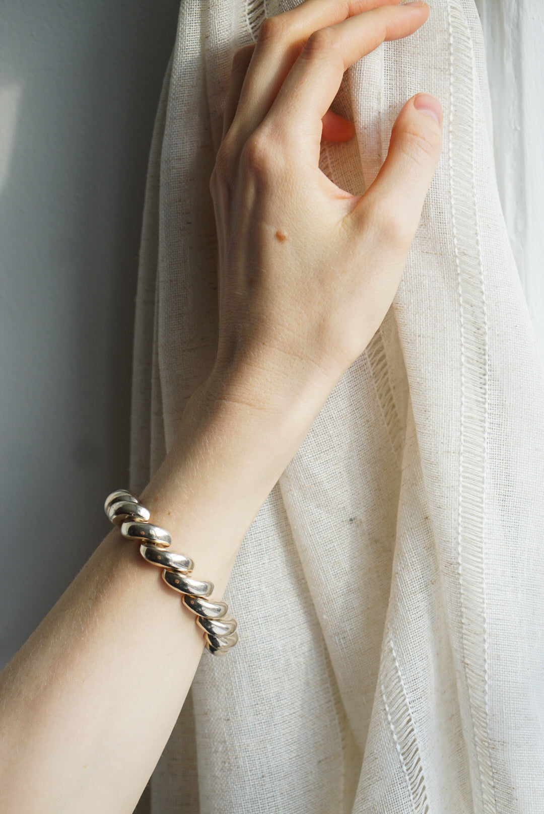 Italian Sterling Silver Sculptural Twist Bracelet