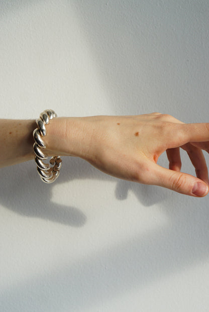 Italian Sterling Silver Sculptural Twist Bracelet