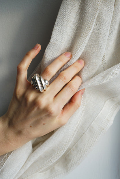 Modernist Sterling Silver Layered Dome Ring