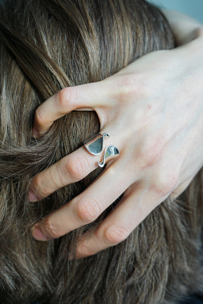 Modernist Sterling Silver Wave Ring