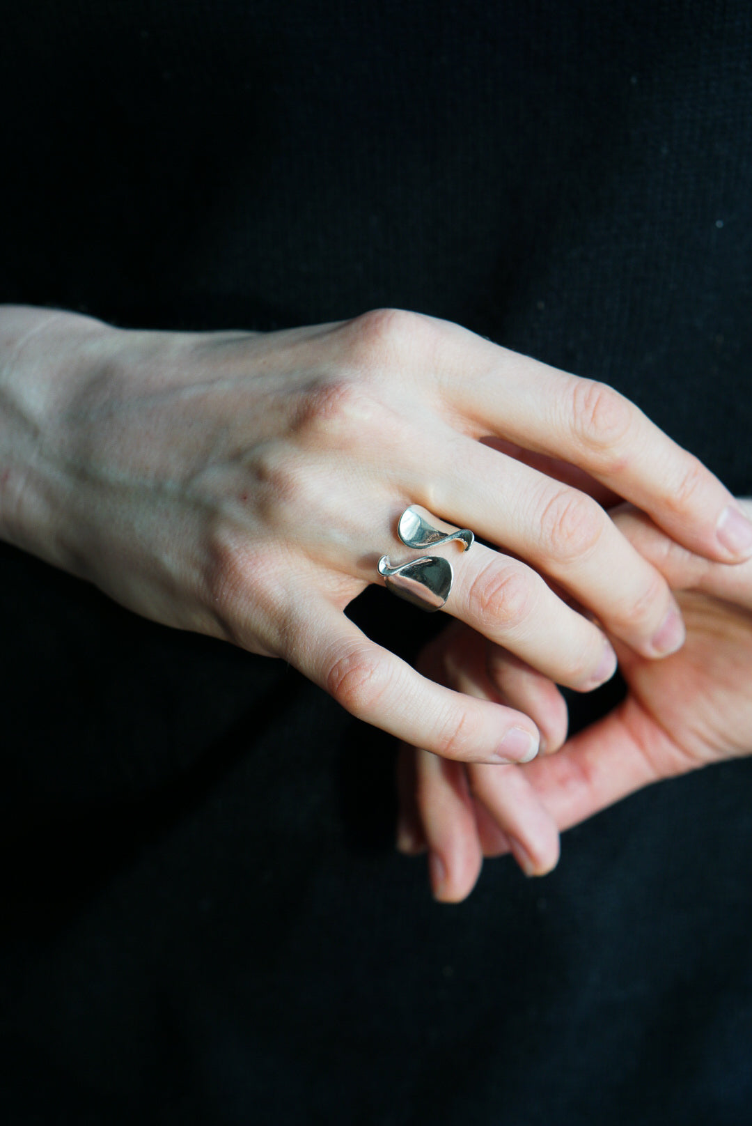 Modernist Sterling Silver Wave Ring
