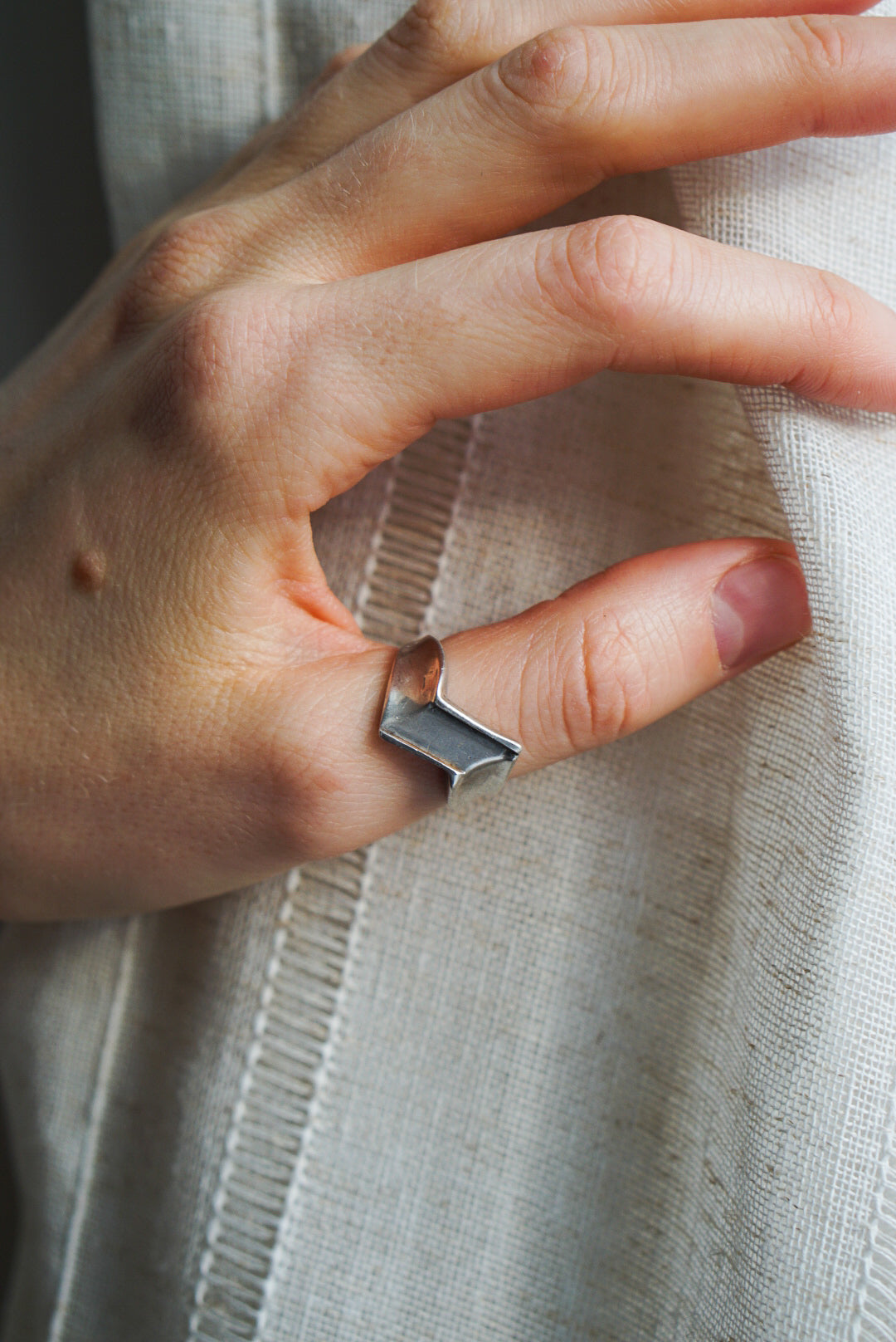 Sterling Silver Modernist Sculptural Band