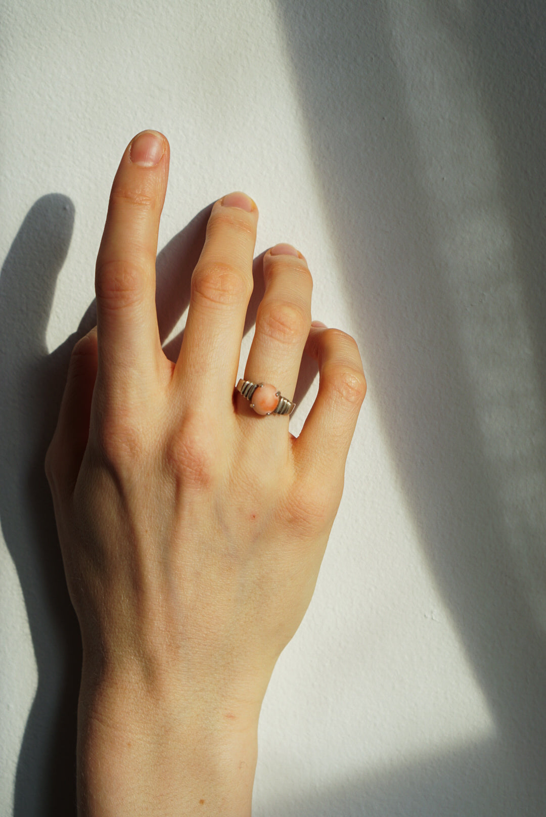 Sterling Silver Pink Coral Ring