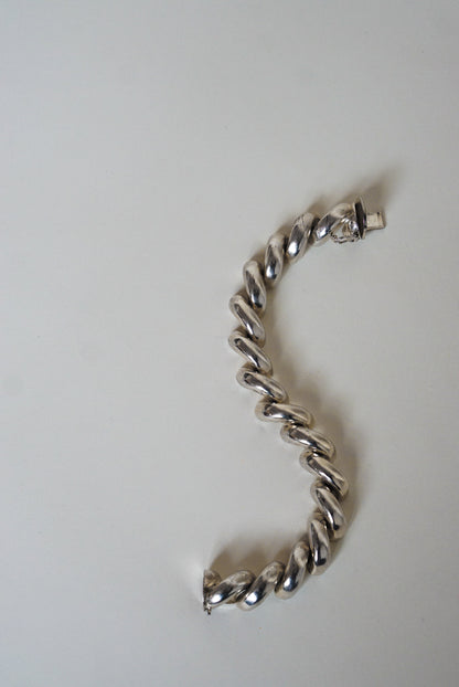 Italian Sterling Silver Sculptural Twist Bracelet
