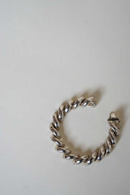 Italian Sterling Silver Sculptural Twist Bracelet