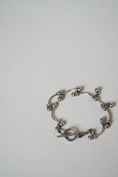 Mexican Sterling Silver Ball Link Toggle Bracelet