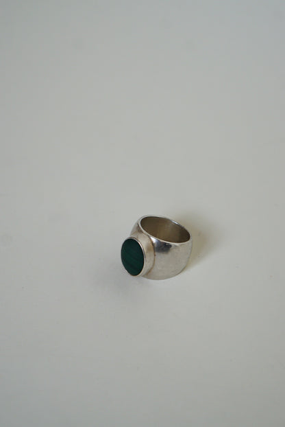 Mexican Sterling Silver Malachite Dome Ring