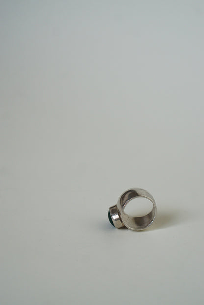 Mexican Sterling Silver Malachite Dome Ring