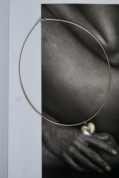 Sterling Silver Sculpted Heart Pendant Necklace