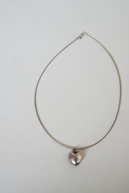 Sterling Silver Sculpted Heart Pendant Necklace