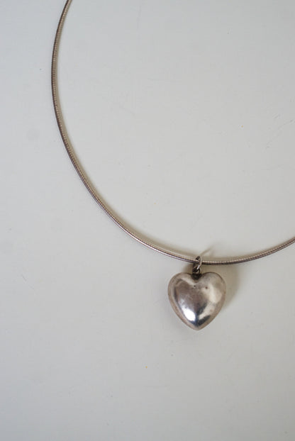 Sterling Silver Sculpted Heart Pendant Necklace