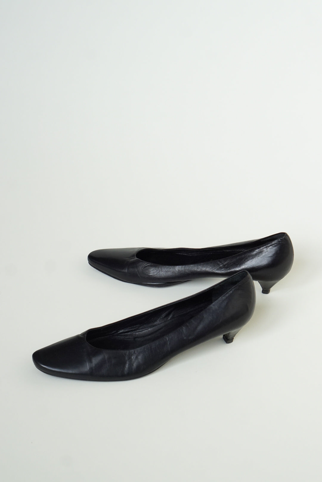 90s Prada Black Leather Pumps | 37.5