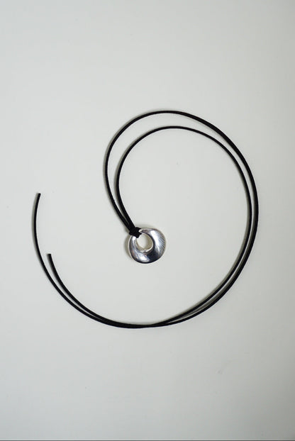Sculptural Sterling Pendant on Black Suede Cord