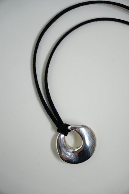 Sculptural Sterling Pendant on Black Suede Cord