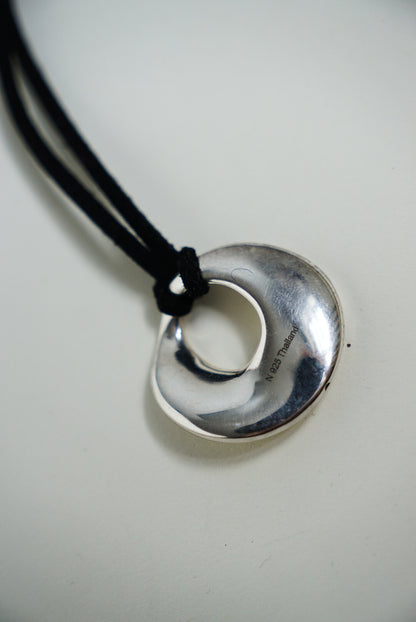 Sculptural Sterling Pendant on Black Suede Cord