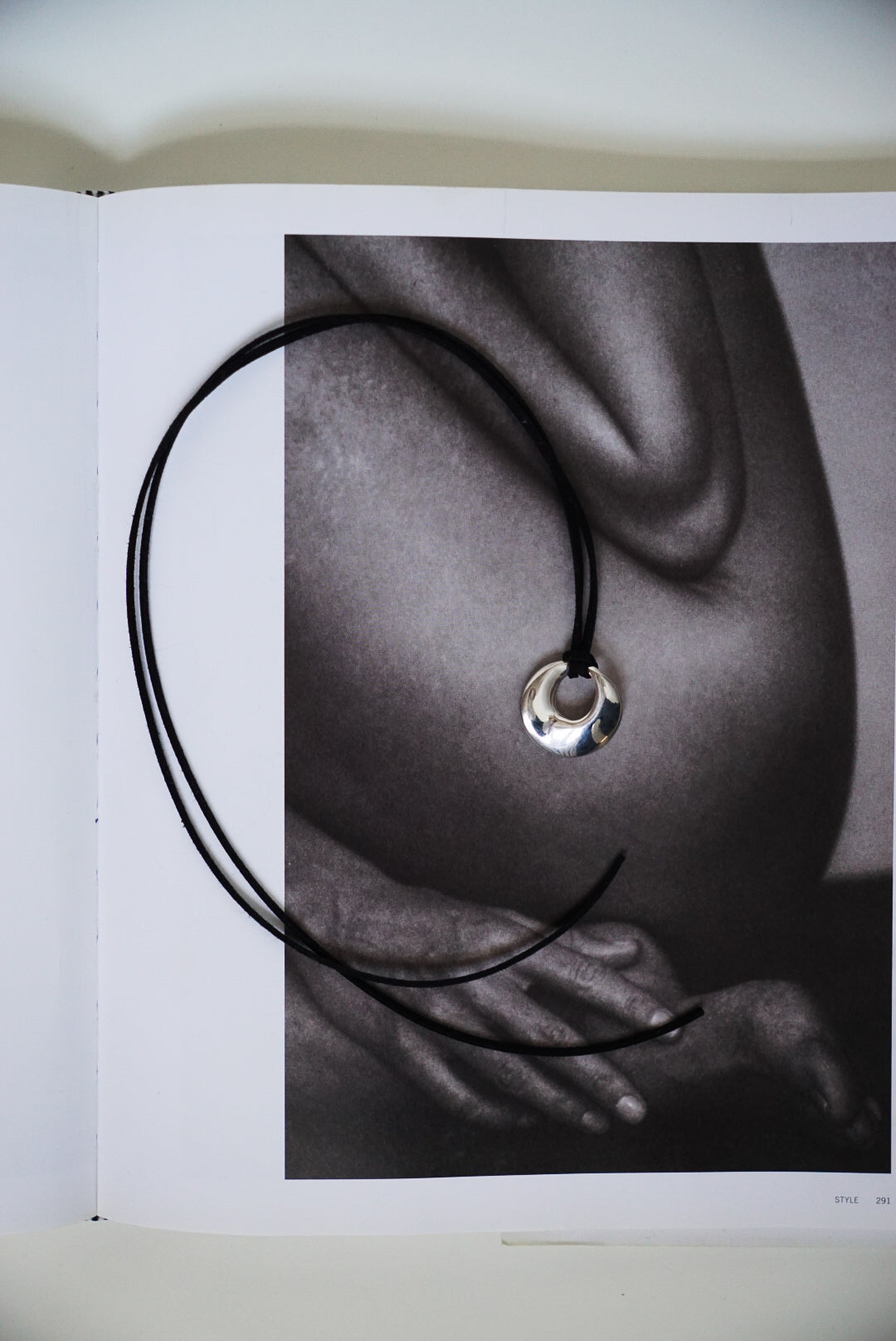 Sculptural Sterling Pendant on Black Suede Cord